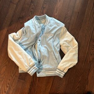 Abercrombie kids light blue and white varsity jacket